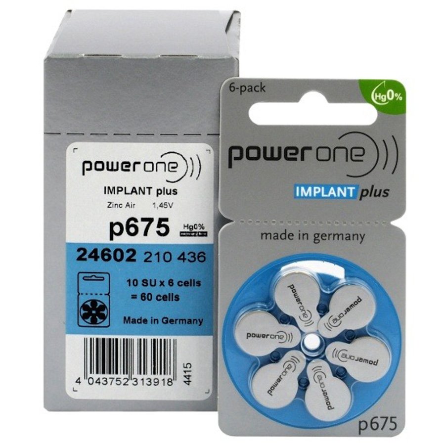Pilas VARTA 675 Power One IMPLANT  PLUS 1 caja (60und)